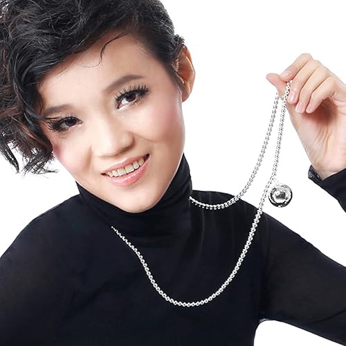 Miniatura 2 de Dankadi Collar de cuentas de plata de ley 925 para mujer, colgante de campana y corazón, 0.157 in, 0.236 in, cuentas de oración redondas, cadena