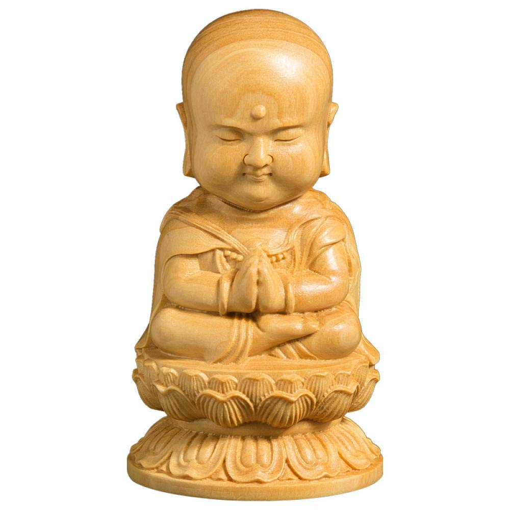 Bouddha Ksitigarbha statue buis contre le stress quotidien pour retrouver la sérénité