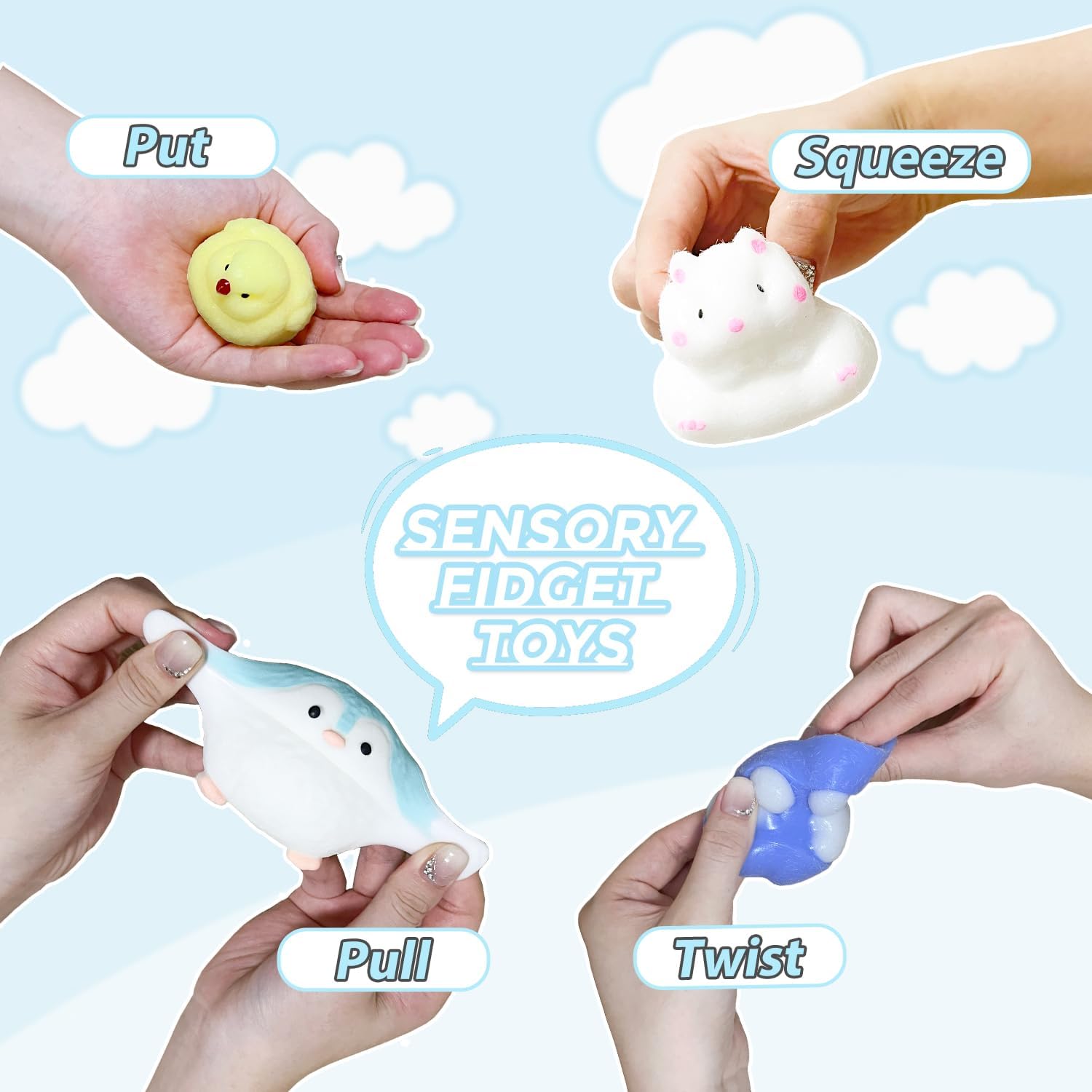 8 Pcs Taba Squishy Pack - Kawaii taba Squishies Stress Relief Toys Party Favors for Kids 6 7 8 9 10 11 12 Year,, Squishy Fidget Toys Set,Gifts for Kids, Party Favors,Goodie Bags Fillers
