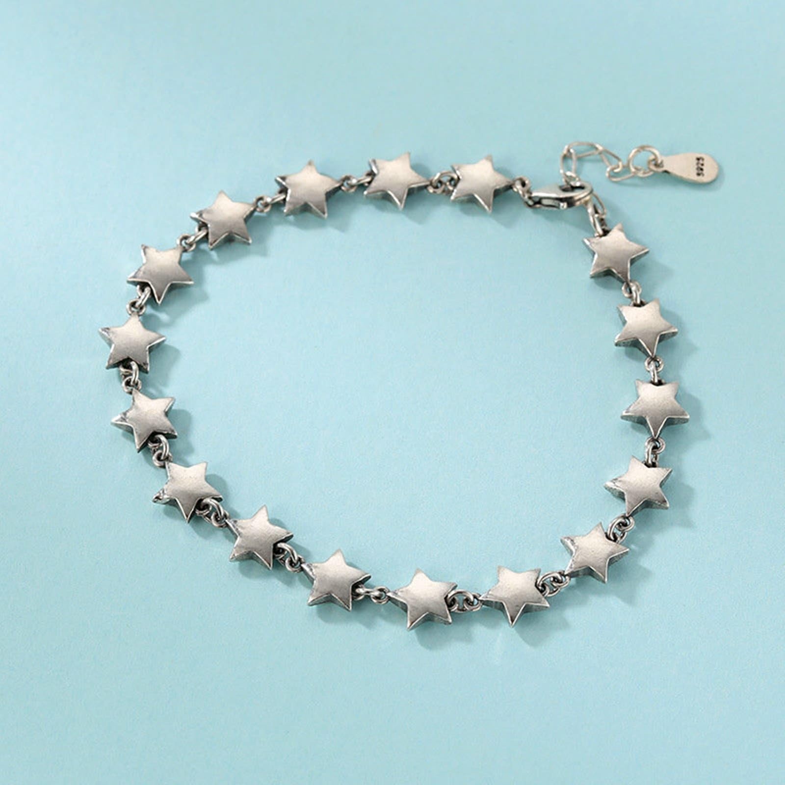 Sterlingsilber S925 Armreifen Damen Stern Gliederkette Armband