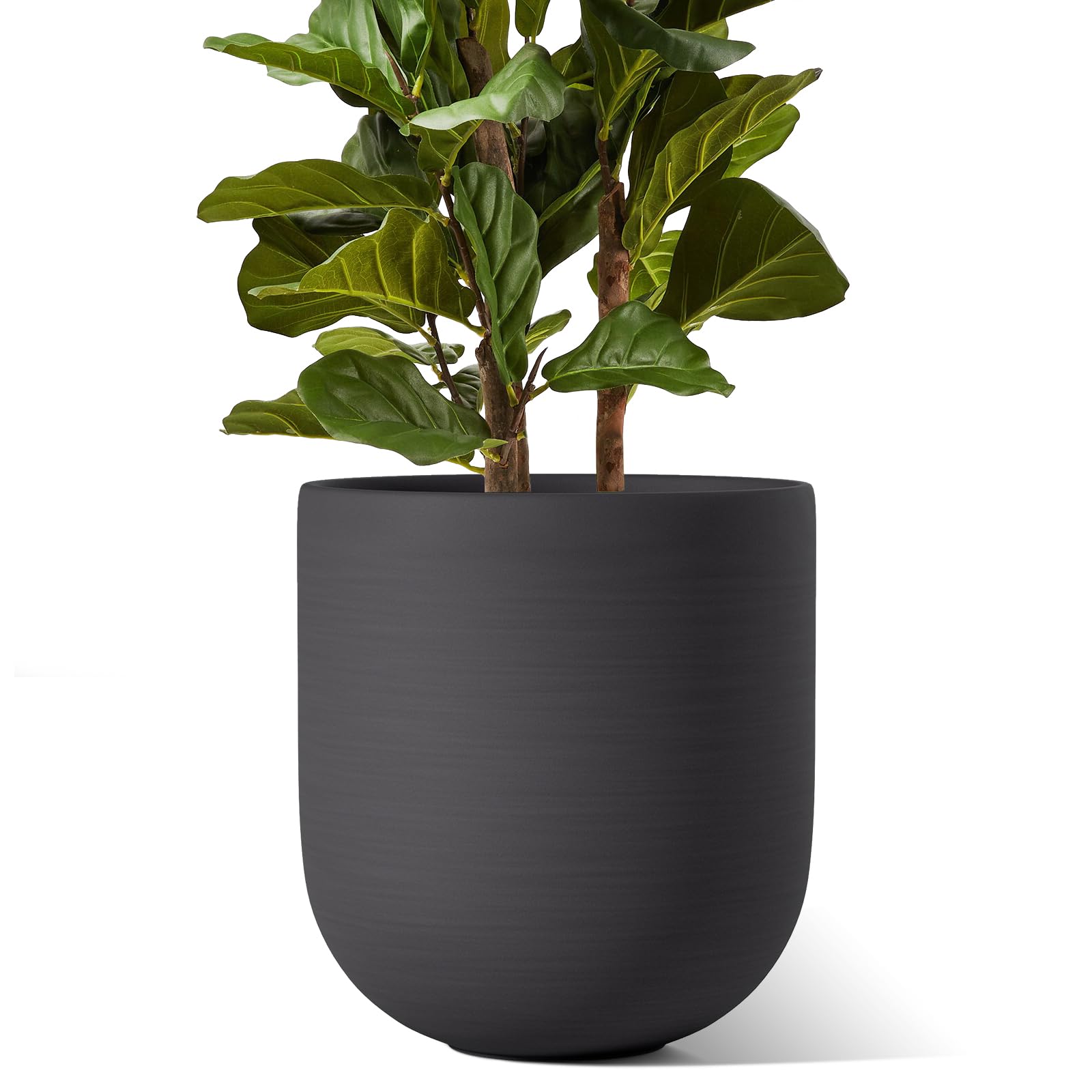 LE TAUCI 12 Inch Pots for Plants, Ceramic Large Planters for Indoor Plants, Indoor Plant Pots for Home Garden Patio Office, Big Planter Pots with Drainage Hole and Rubber Plug, Charcoal Gray