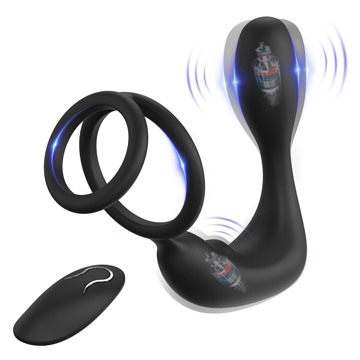 Prostate Massager Anal Vibrator Anal Sex Toys with Cock Ring Vibrating Anal Plugs for Men 12Vibrating Modes Male