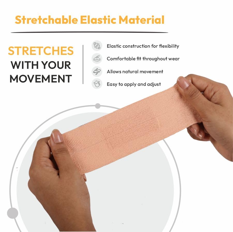 Top O Plast Elastic Adhesive Bandage 10 cm x 1/2 m Stretch Length | Self-Adhesive Compression Bandage for Dressing Retention, Wound Care, Sprains, Strains, Joint Support & Sports Injuries