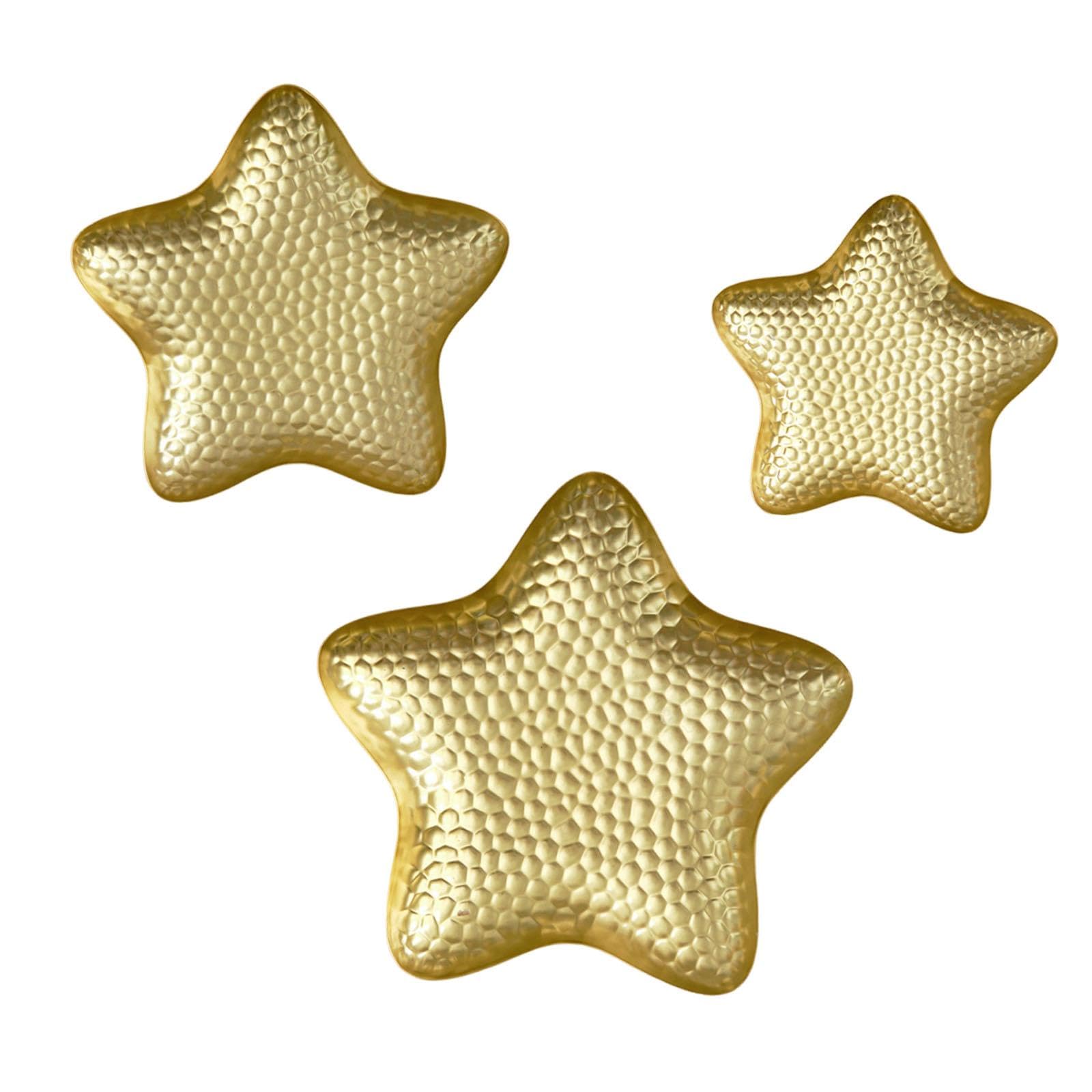 Plateau Étoile Nordique en Métal Brillant Lot de 3 pour Table Basse
