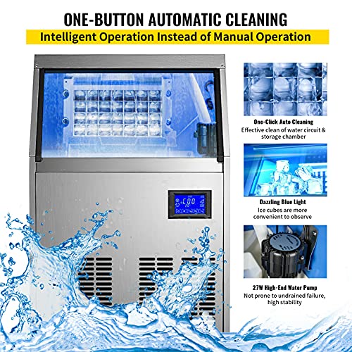 Eiswürfelbereiter mit Wasserablaufpumpe 33LBS Aufbewahrung Edelstahl Intelligenter Touchscreen Automatische Reinigung… – Bild 8