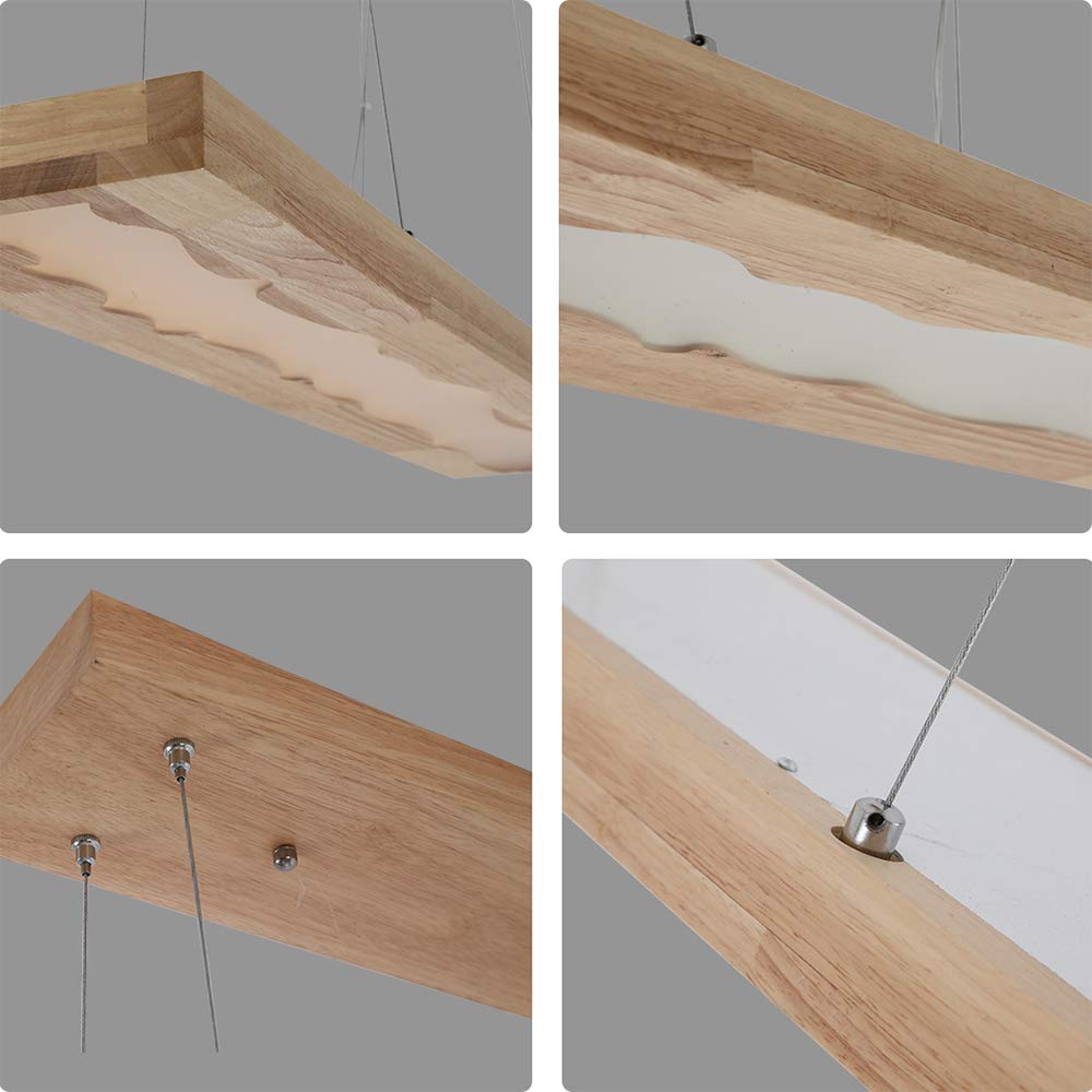 LED Hängelampe Esstisch Pendelleuchte Holz Rustikal Dimmbar 3000K-6000K Pendellampe Einfachheit Höhenverstellbar Hängeleuchte Esszimmer Kronleuchter Harz Wohnzimmer Arbeitszimmer Küche 36W,Platz
