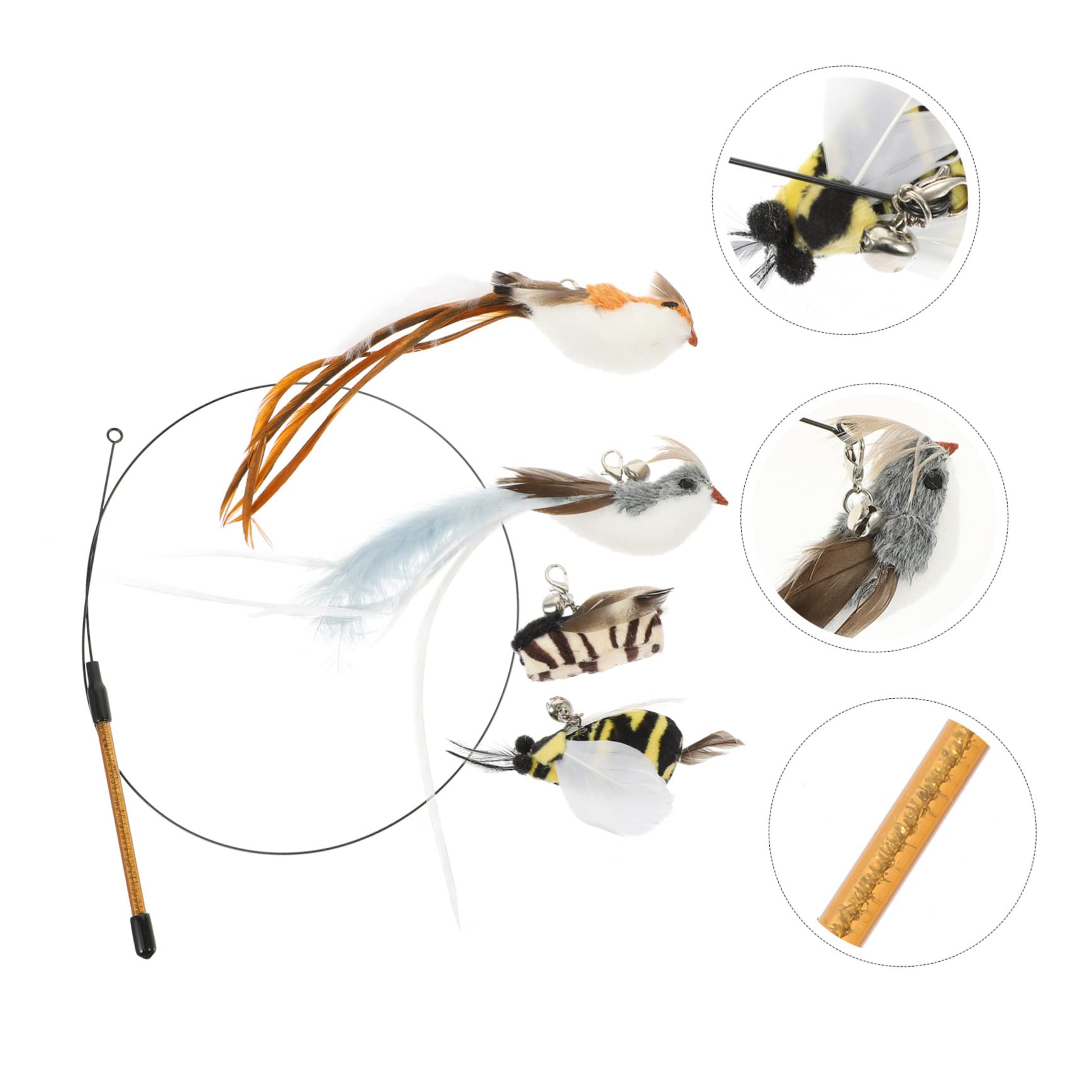 Yardwe 5sätze Interaktives Katzenspielzeug Ersatzköpfe Für Katzenangel Mit Bunten Federn Langlebig Und Für Indoor-Katzen Fördert Spiel Und Bewegung Perfektes Für