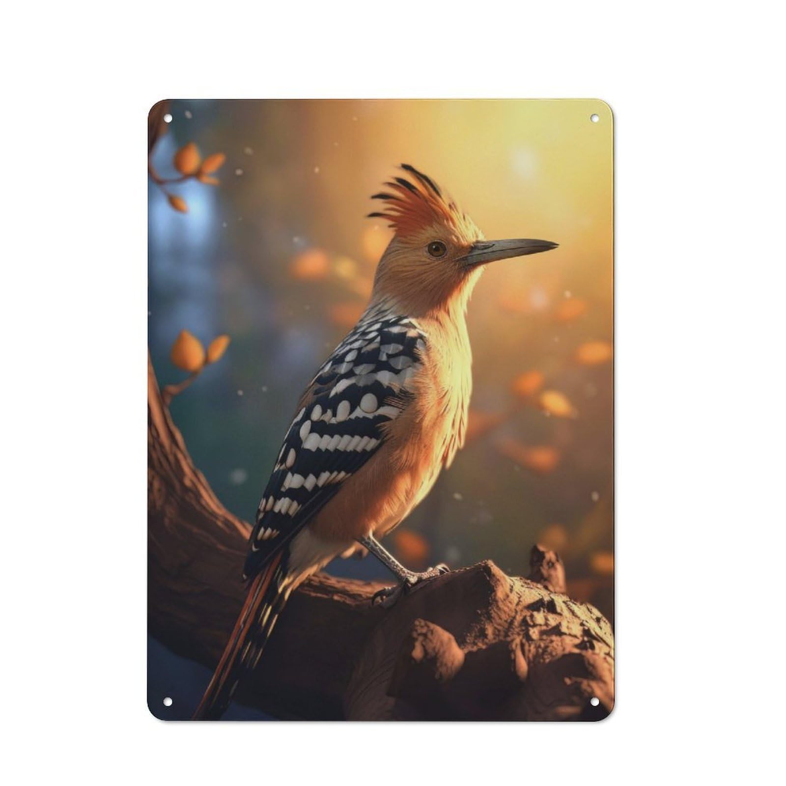 Junmoney Hoopoe A Colorful Bird Tin Wall Plaque 40X30cm With For Kitchen Or Home Bar, Suited To Kitchen Decor Lovers