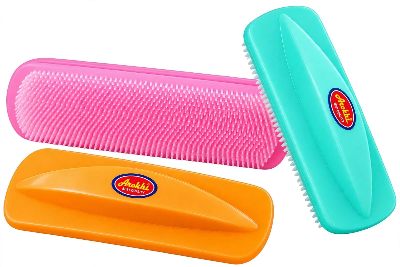 cloth washing brush/soft silicone laundry brush (pack of 2) | cloth washing brush, multi-colour, soft bristles, ergonomic handle, reusable