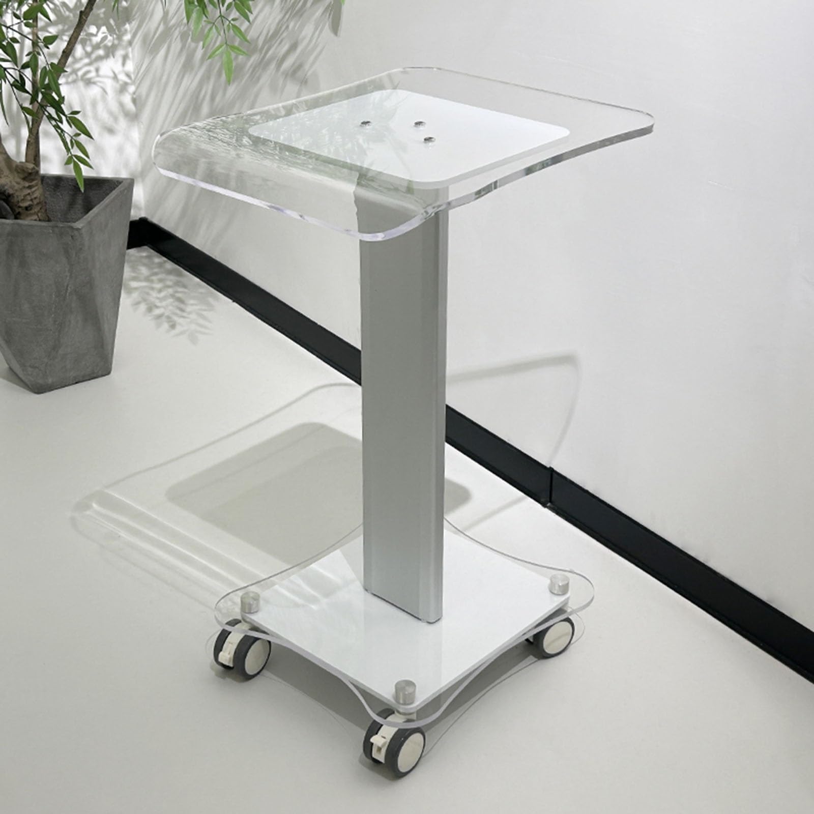 Carrello Estetista in Acrilico Carrello Rotante con Freni Universali E Ruote Silenziose Piano D'appoggio Extra-Large di 38x46 Centimetri Carrello Portaoggetti Facile da Pulire