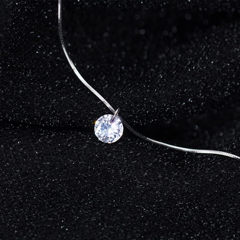 Czysta 925 Sterling Silver Olśniewający AAA Cyrkon Okrągły Wisiorek Naszyjnik Moda Choker Naszyjnik Biżuterii