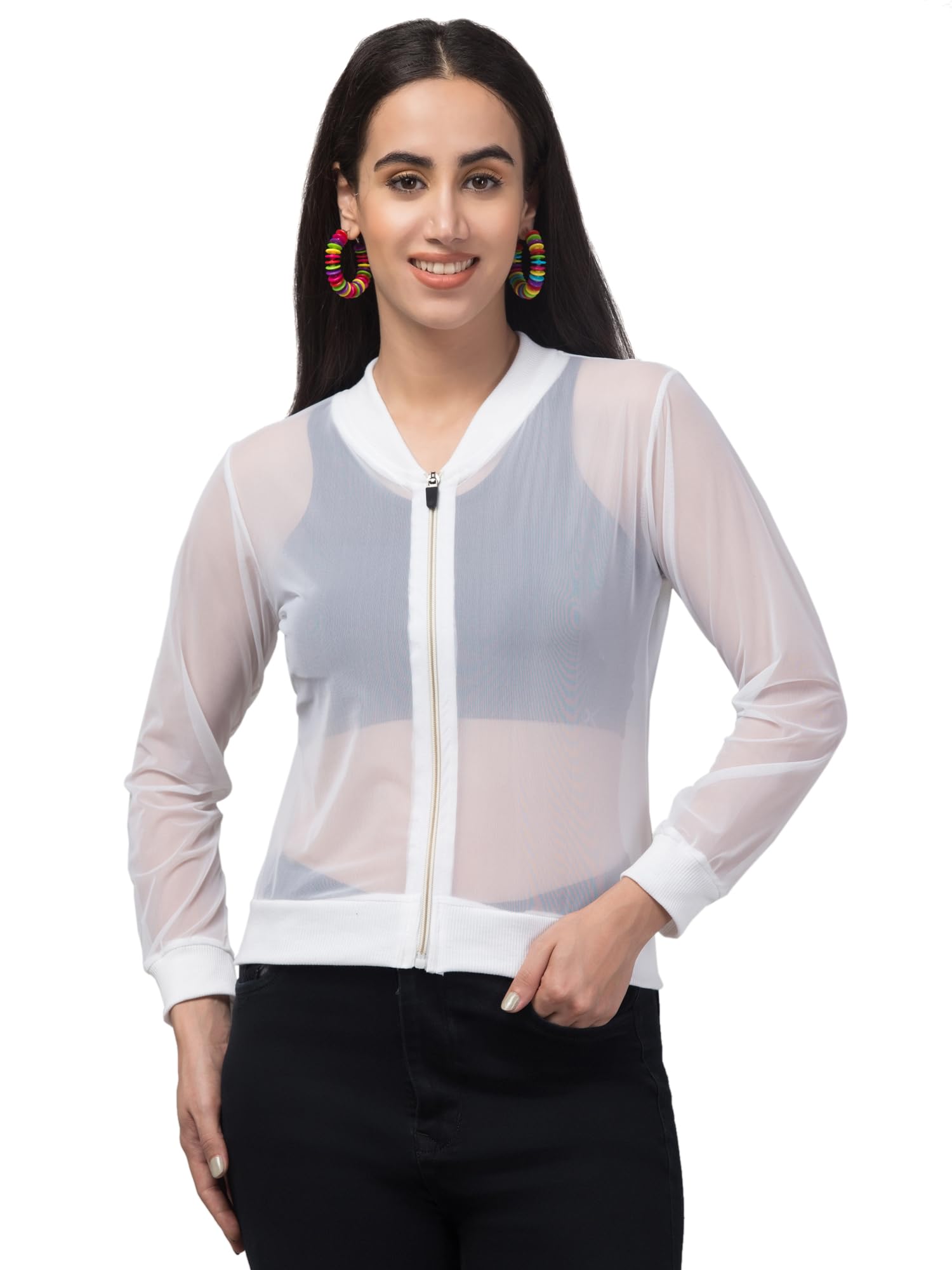 prachikfashions Women's Zip Up Light Weight Long Sleeve Mesh Bomber Jacket For Summer-picture-26