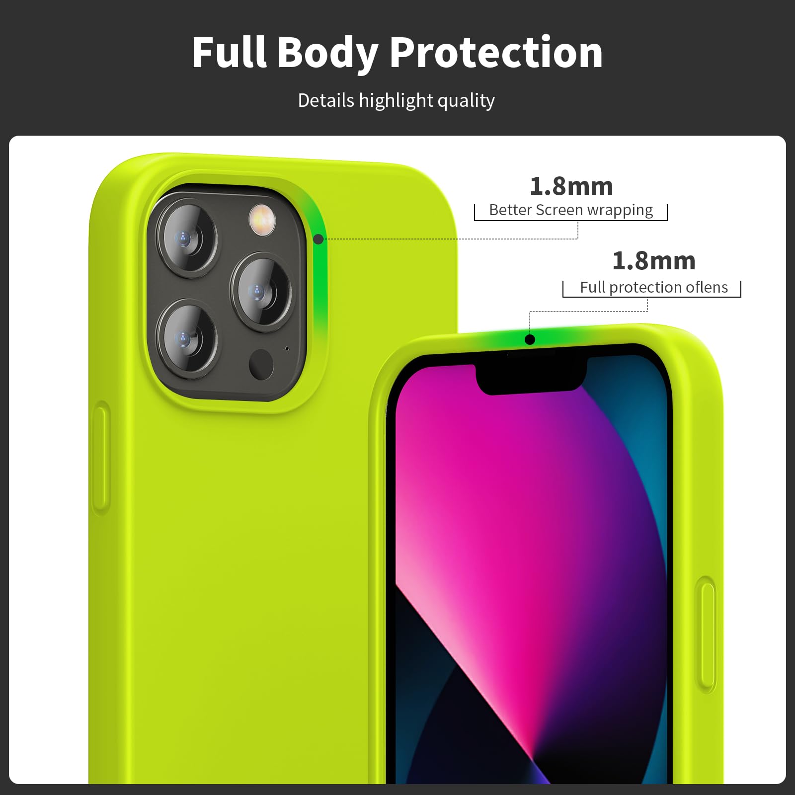 TIIXXE Silicone Case Compatible with iPhone 13 PRO Case Soft Ultra Slim Protective Shockproof Liquid Silicone Phone Case,Anti-Scratch Microfiber Lining - Image 4
