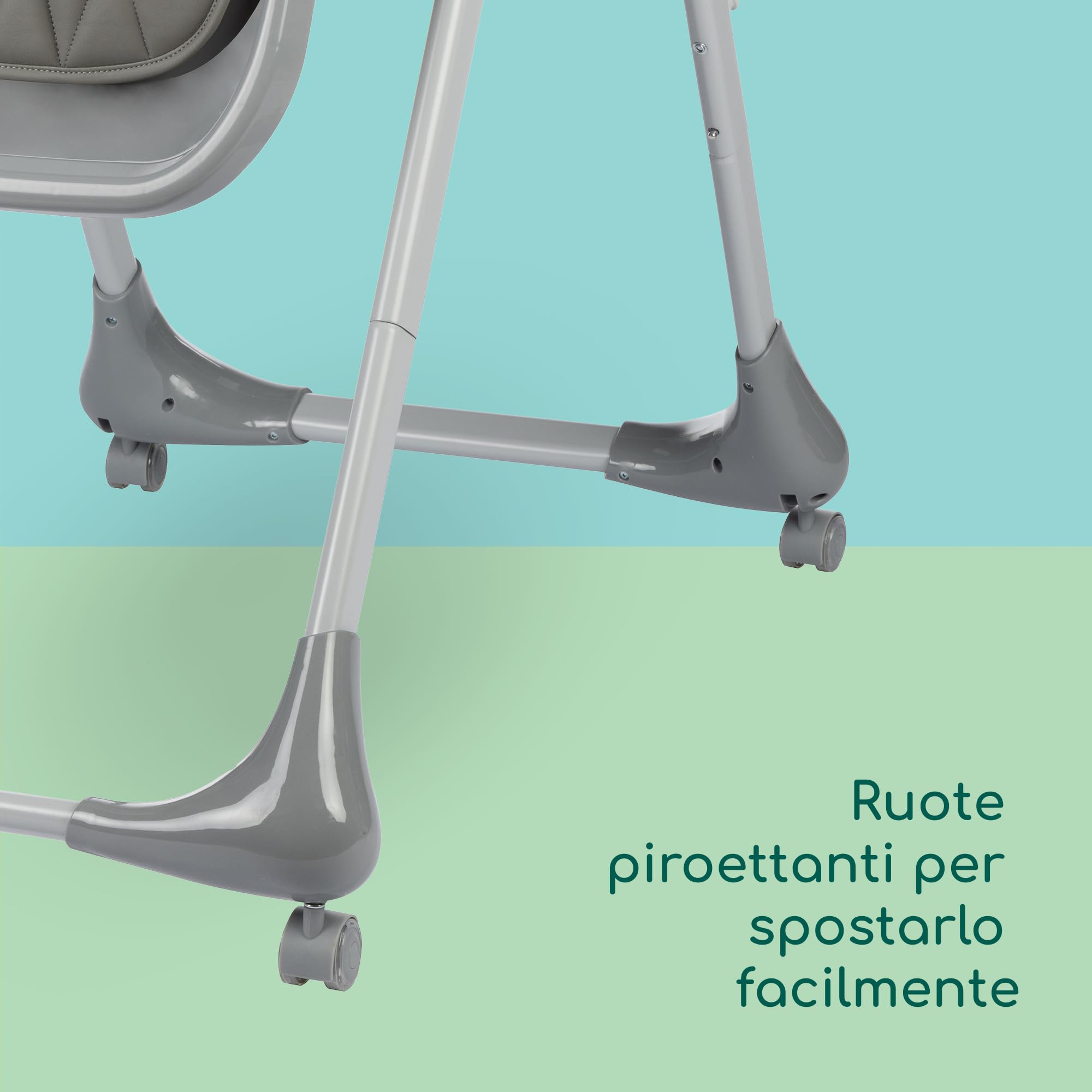 Bebeconfort Olea Seggiolone pappa bimbo, 0-3 anni, 0-15 kg, Seggiolone pappa pieghevole e reclinabile 3 posizioni, 9 Altezze, Facile da pulire, 4 ruote piroettanti, Chiusura compatta, Tinted Grey