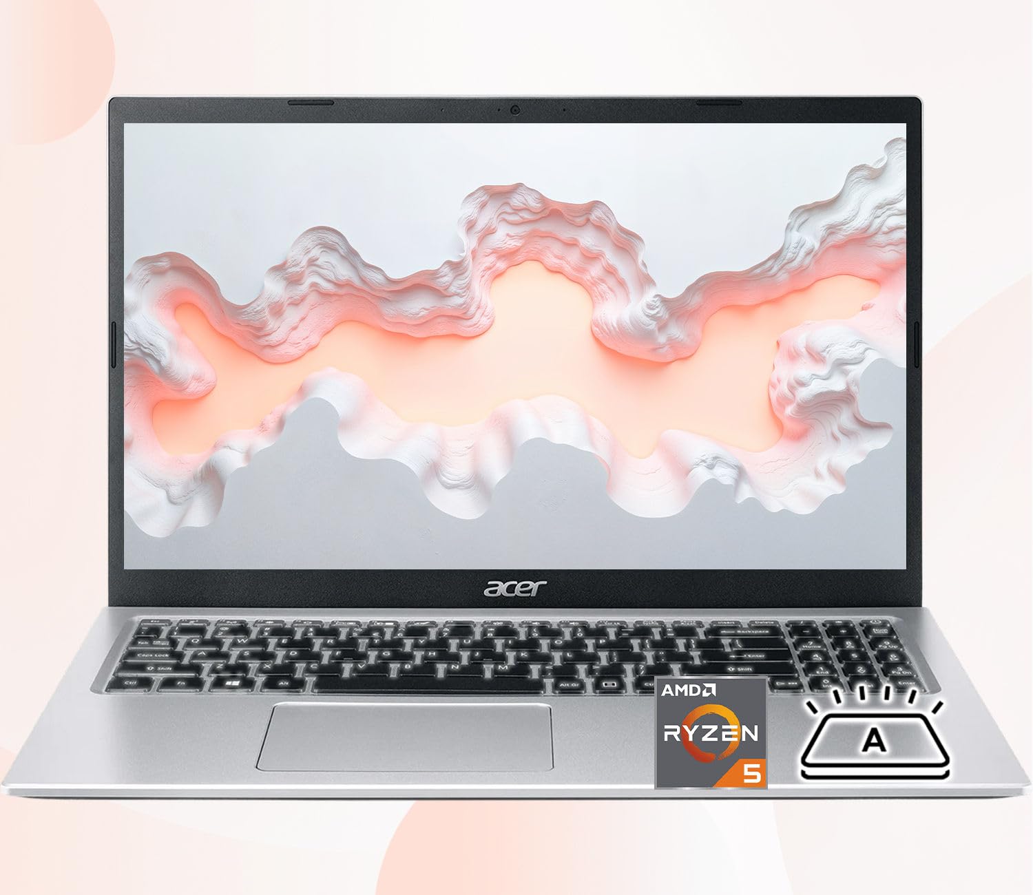 Aspire 3 Premium Laptop with Backlit Keyboard | AMD Ryzen 5 7530U CPU | 15.6 FHD IPS Display | 16GB RAM | 256GB PCIe SSD | Type-C | Wi-Fi 6 | Sleek & Portable | Windows 11 Pro