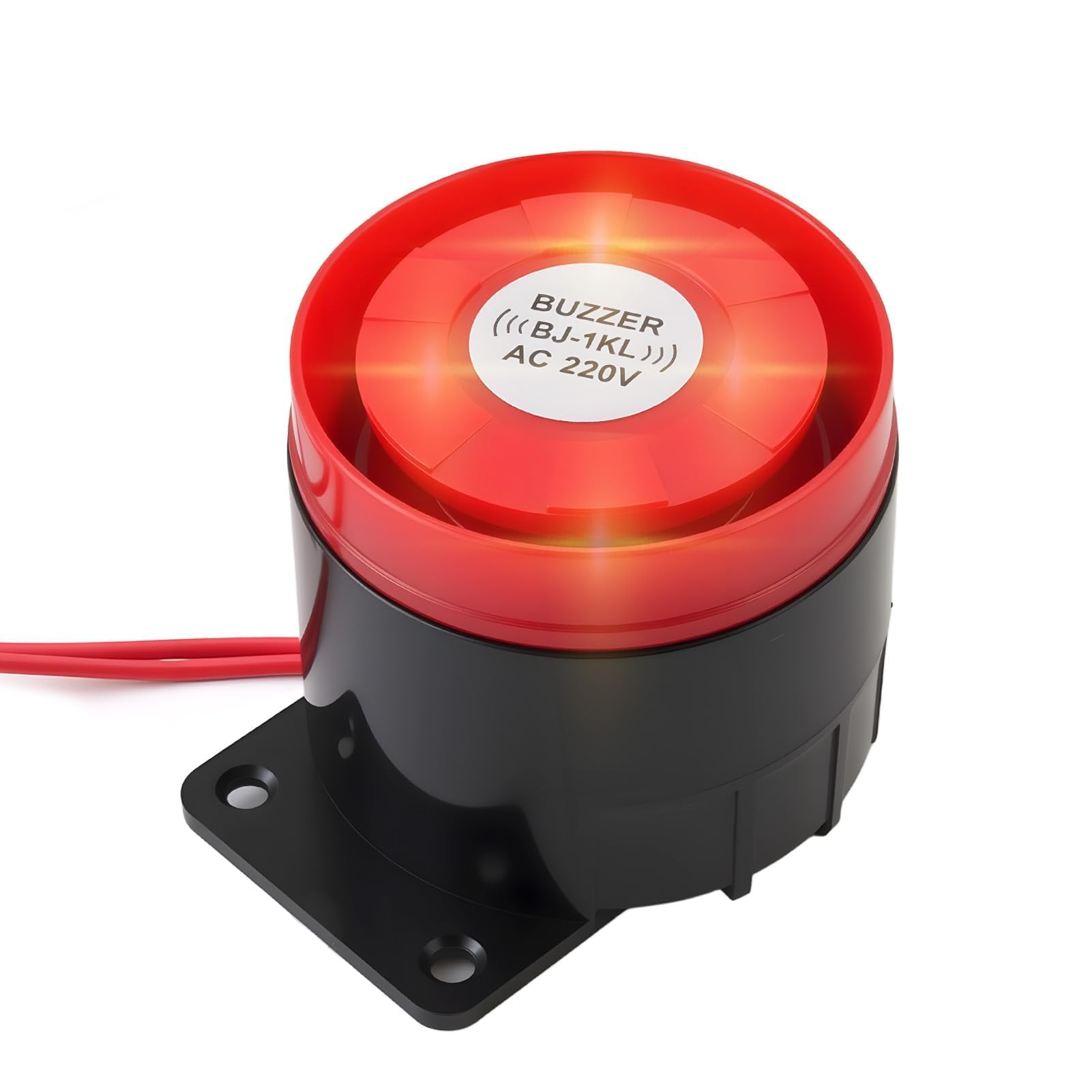 Sirena Alarma Exterior 220V 120dB, Sirena de Bocina Sistema Antirrobo de Alarma Impermeable con Alerta de Sonido y Luminosa, Intermitente Doméstica con Decibelios Altos Rojo Estroboscópico
