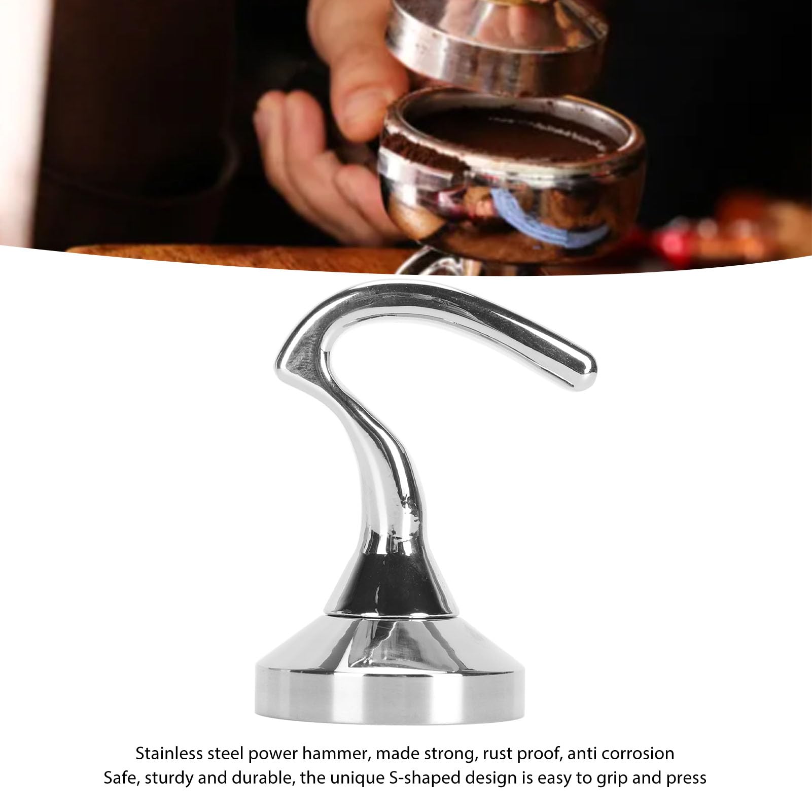 Koffiestamper, Koffiepers 304 Roestvrijstalen Koffiestamper S-vormige Massieve Koffiepoeder-pershamer voor Gelijkmatige Druk, Koffie-aandrukgereedschap Accessoires voor (51MM