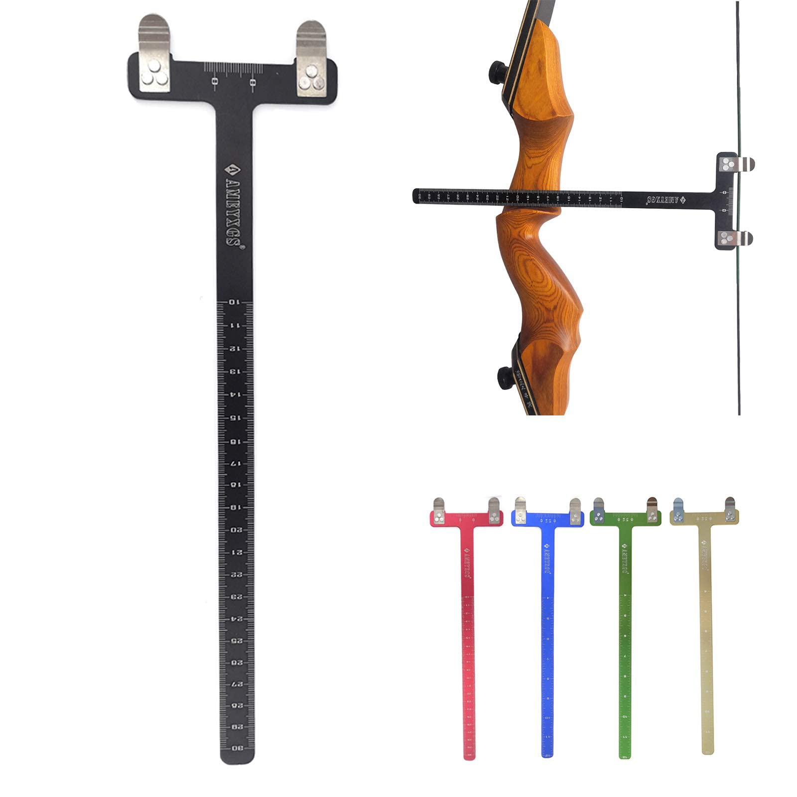 SHARROW 12 Inches Archery Shape Measurement Bow Square T-Shape Ruler for Recurve Bow and Compound Bow Tuning Tool (Black)