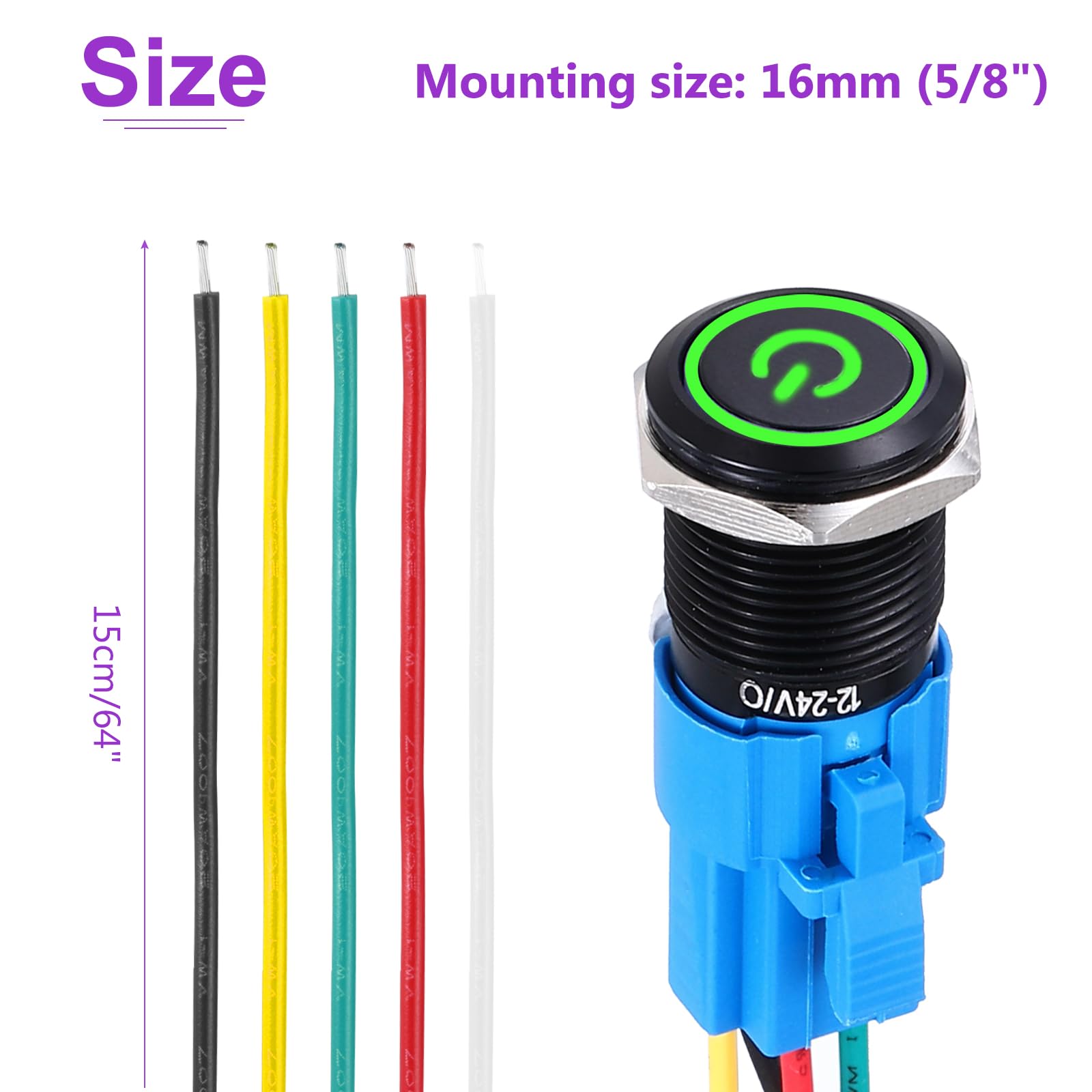 DMiotech 2 Pcs 16mm / 5/8" Push Button Switch - Image 4
