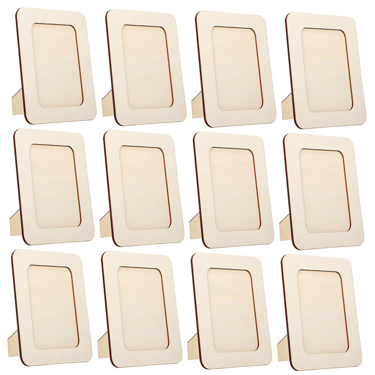 Set 12 Pezzi Cornici in Legno per Foto Fai da Te, Portafoto da Tavolo Stabile per Casa e Bagno, Protezione e Esposizione Fotografica Elegante