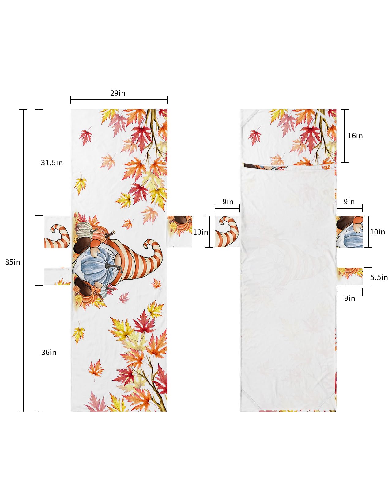 Pumpkin Gnomes, Beach Lounge Chair Towel Cover, Soft Chaise Lounge Towel with Side Pockets Patio Pool Chairs Cover for Beach/Pool Sunbathing 29x85 Thanksgiving Fall Leaves Autumn Holiday