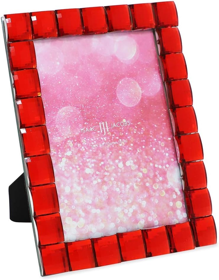 Isaac Jacobs Decorative Sparkling Jewel Picture Frame, Photo Display & Home Décor (5x7, Rainbow)