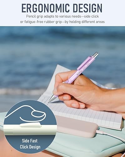 Miniatura 6 de Nicpro Paquete de 8 lápices mecánicos pastel de 0.028 in, bonito juego de lápices mecánicos de clic rápido con 480 repuestos de plomo HB, 3