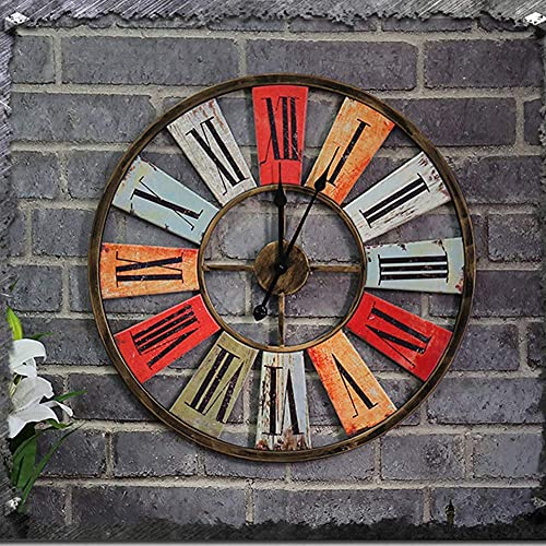 Grande horloge murale pour habiller un grand mur de salon vide avec style rustique