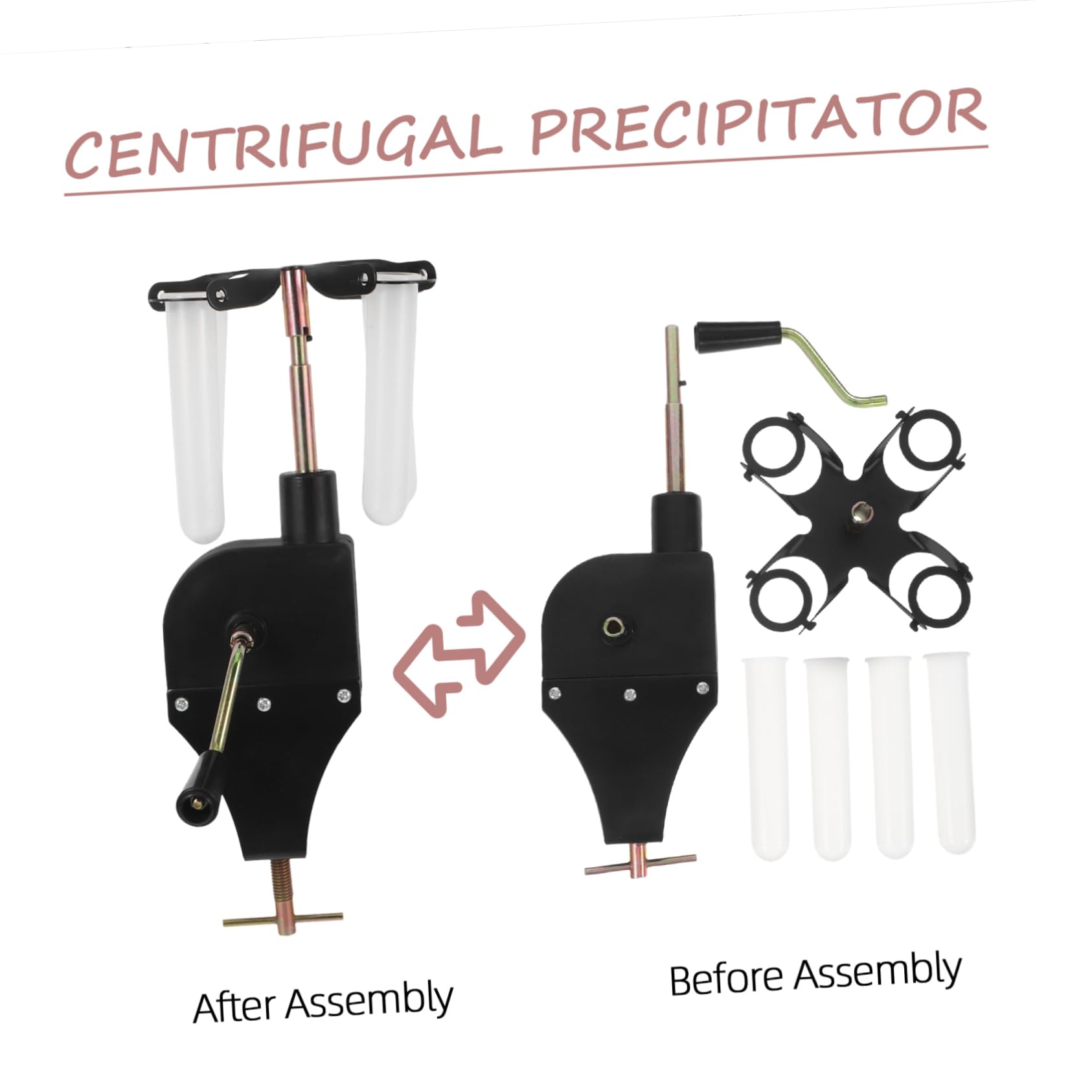 Centrifugatore Manuale da Laboratorio, Precipitato a Mano Nero | Plastica Leggera, Uso Indoor e Outdoor, per Scuole Medie e Superiori, Strumenti per Chimica