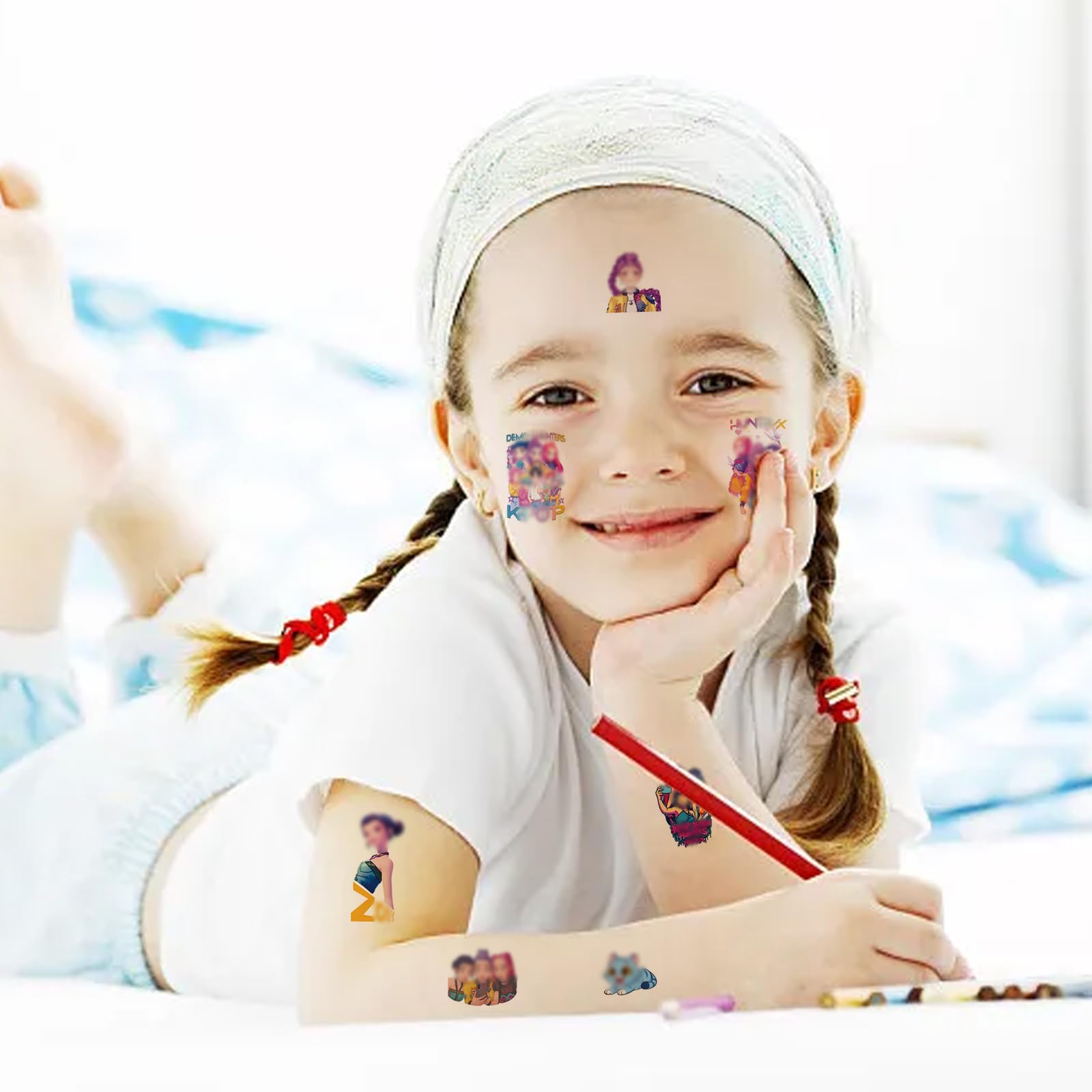 8 Pezzi Huntrs Tatuaggi per Bambini, Tatuaggi Temporanei Bambini Bambina, Huntrs Tatuagg Impermeabili, Adesivi Finti Tatuagg per Festa Compleanno Ragazze Ragazzi - 4