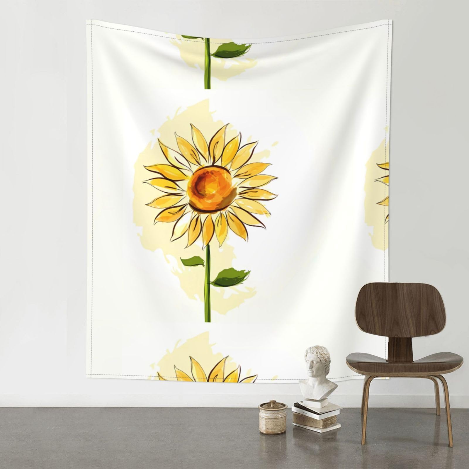YYHWHJDE Watercolor sunflower Prints 60x51in Wall Tapestry – High-Grade Polyester Throw for Dorm, Beach & Home Decor