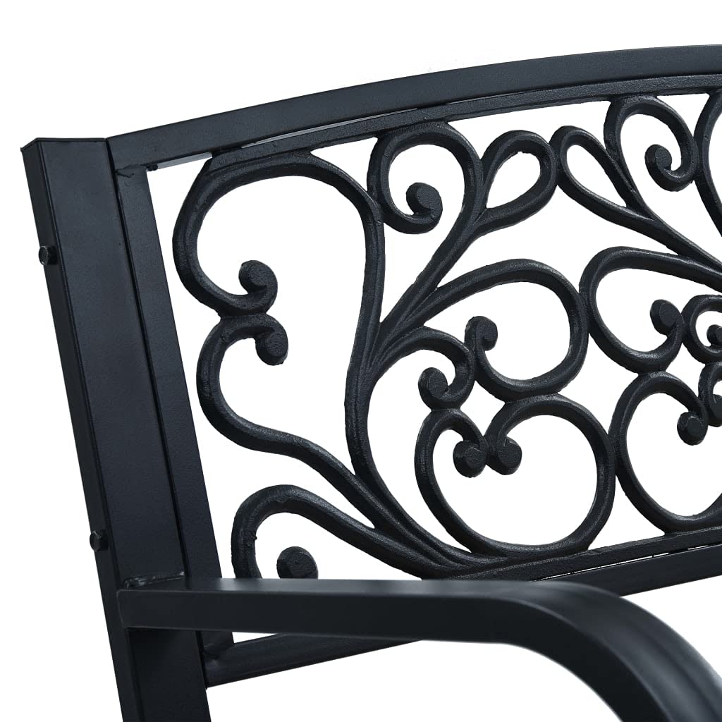 Ławka ogrodowa 120 cm, wykonana z litego drewna i żeliwa, odporna na warunki atmosferyczne, do użytku na zewnątrz, na taras, werandę, stabilny mebel do siedzenia z eleganckim oparciem