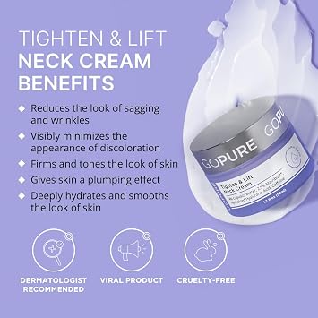 goPure Tighten & Lift Neck & Chest Moisturizer Cream for Visibly Firming, Tightening and Lifting the Look of Wrinkles & Crepey Skin, 1.7oz - Pack of 2