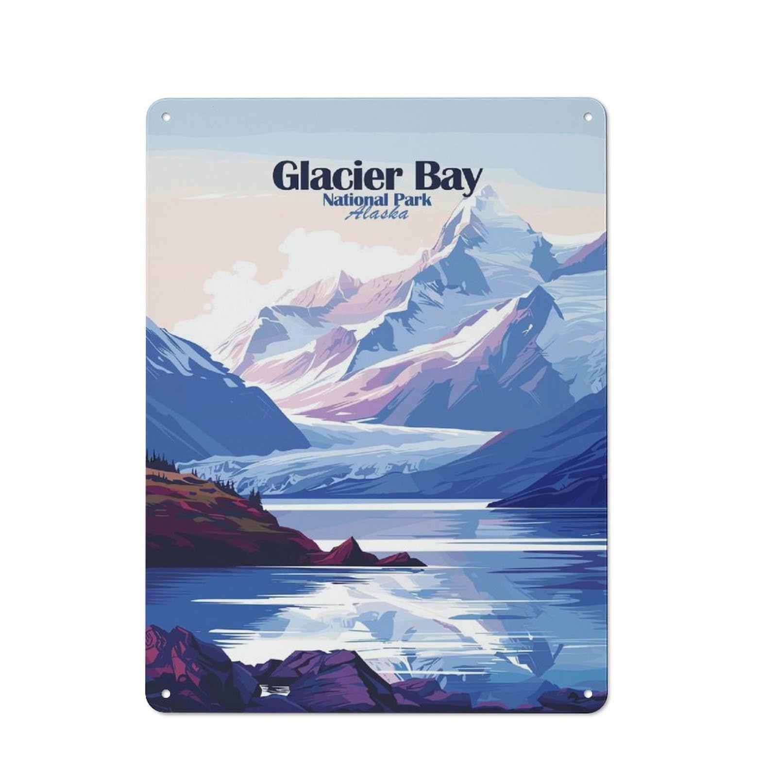 Junmoney Style-4 Retro Metal Wall Sign 40X30cm With Glacier Bay National Park Alaska For Hallway Wall, Suited To Hallway Decor Lovers