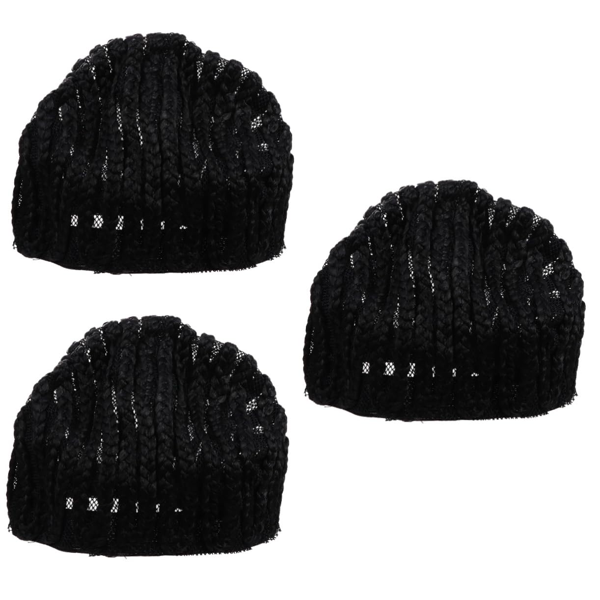 Housoutil Peluca Braid 3 Piezas Sombreros De Rastas Pelucas Gorro De Peluca Con Encaje Frontal Gorra De Peluca Satinada Peluca De Encaje Gancho De Crochet Gorro De Red Para El Cabello Malla