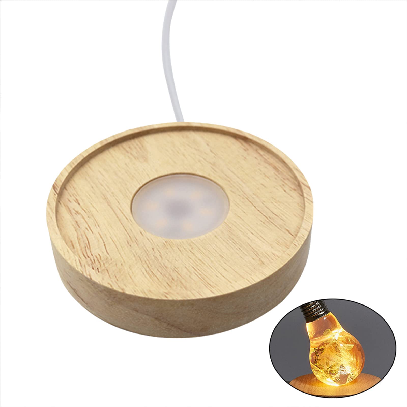 Base per display a LED in legno con piedistalli in legno 3 colori cambia USB luce notturna stand per resina 3D arte rotonda