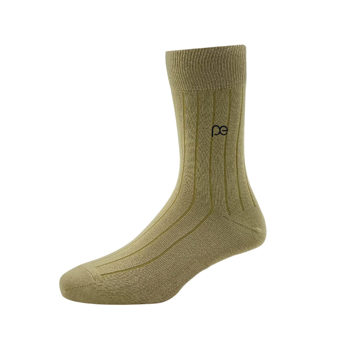 Cotton Full Length Men's Broad Rib Pattern Regular Socks - Beige-image-23