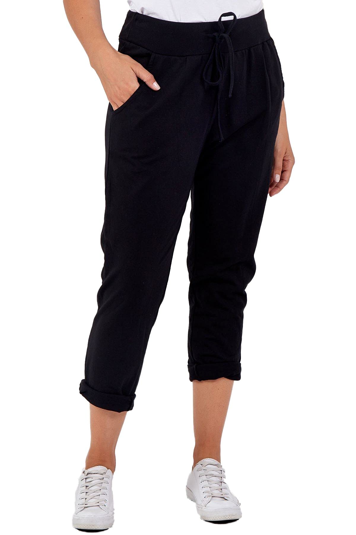 Crazy Girls Womens Italian Trousers, Plain Black, XXL (UK 20-22)