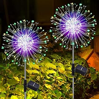 Redefun Solar Garden Lights 2 Pack 120 LED Firework Lights Solar Powered, 8 Modes Outdoor Solar Firefly Lights Waterproof Starburst Lights for Lawn Backyard Patio Party Wedding Decorations(Multicolor)