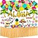 Mishopy 153 Hawaii Party Dekoration Hawaii Luau Tischröcke Ballon Kit Künstliche Palmenblätter Ananas Kuchendeckel 3D Frucht Strohhalme Genschirm BBQ Tropischen Garten Tiki Sommer Party Dekoration