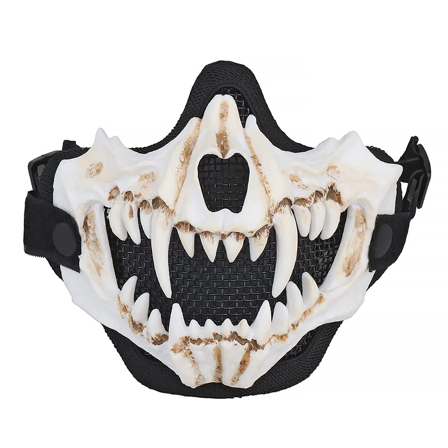 Yzpacc Airsoft Half Face Masken Taktische Gesicht mit Ohrenschutz Mesh Maske für Halloween Cosplay Paintball CS Jagd Cosply