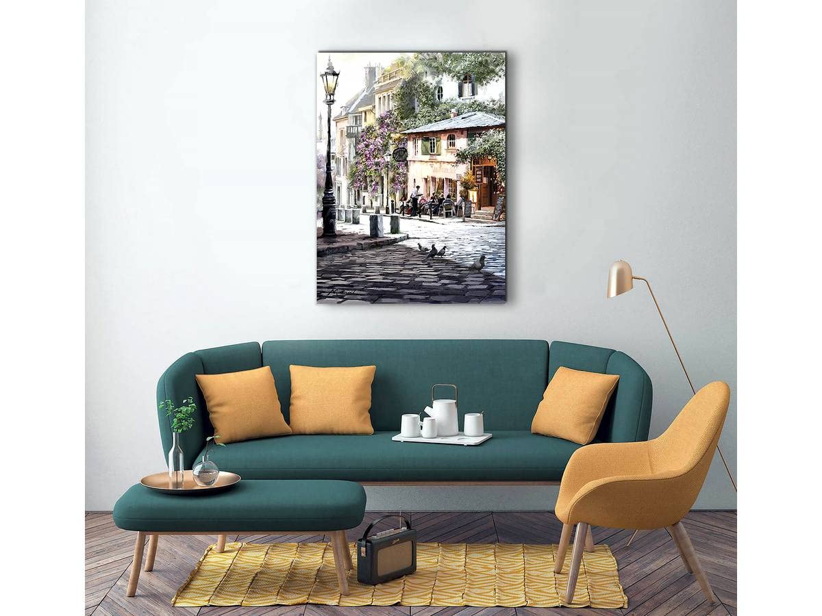 STYLER Leinwandbild Corner 60 x 80 cm I Wandbild Ecke mediterran Süden Landschaft I Bild Wohnzimmer Schlafzimmer Esszimmer Leinwand I Bild hochkant I Verschiedene Motive & Größen