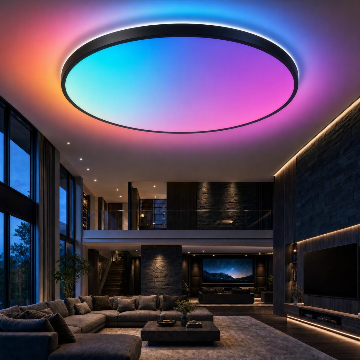 Soffitto lampa do głośnika Bluetooth, lampa Soffitto nowoczesna lampa LED 40 cm (funkcja zmiany kolorów, pilot zdalnego sterowania, pilot zdalnego sterowania, pasuje do Soggiorni, Sale da