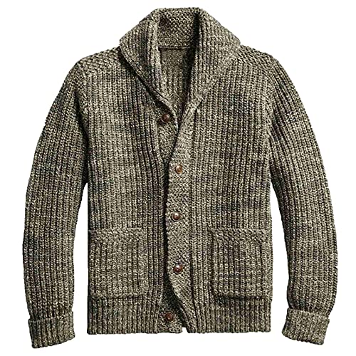 haoricu Men's Cardigan V Neck Long Sleeve Button Up Slim Fit Sweater Christmas elk Color Matching Sweater Cardigan(Coffee,XXL)