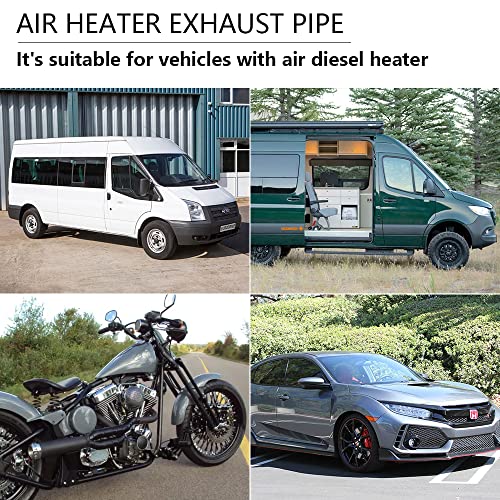 Autarboor Parking Air Heater Exhaust Pipe 2.5Cm/1In Inner Stainless Steel Exhaust Pipe Parking Air Heater Fuel Tank Diesel Gas Vent Hose (60Cm) #TOP6