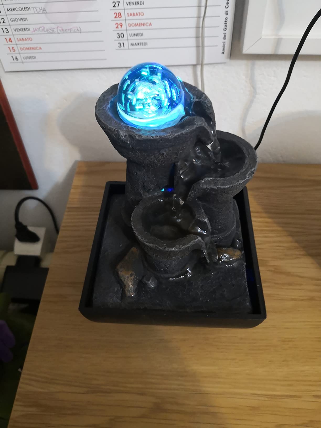 Fontana Zen Con Luce LED Beper - Cascata Per Interni In Resina, Effetto Rilassante Con Pompa Inclusa - Foto 7