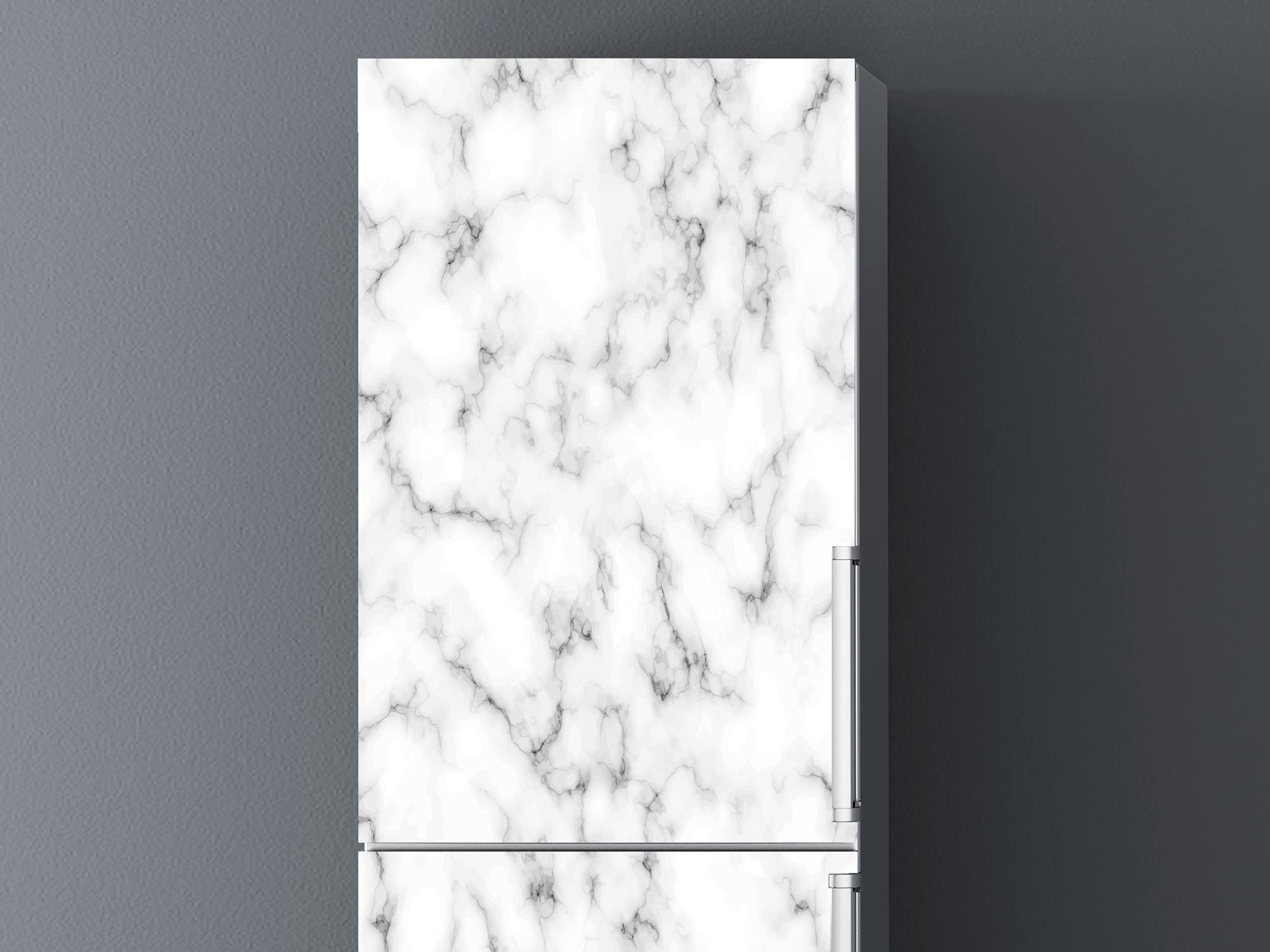 Oedim Vinilo Frigorífico Mármol Blanco y Negro 185x60cm | Adhesivo Resistente | Pegatinas de Nevera Económicas y Elegantes | Vinilo Nevera