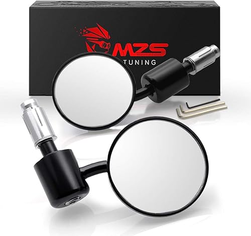 MZS - Espejos retrovisores para motocicleta, CNC, redondos, 7/8 pulgadas, estándar hueco, compatible con Honda Suzuki Yamaha Kawasaki Ducati BMW