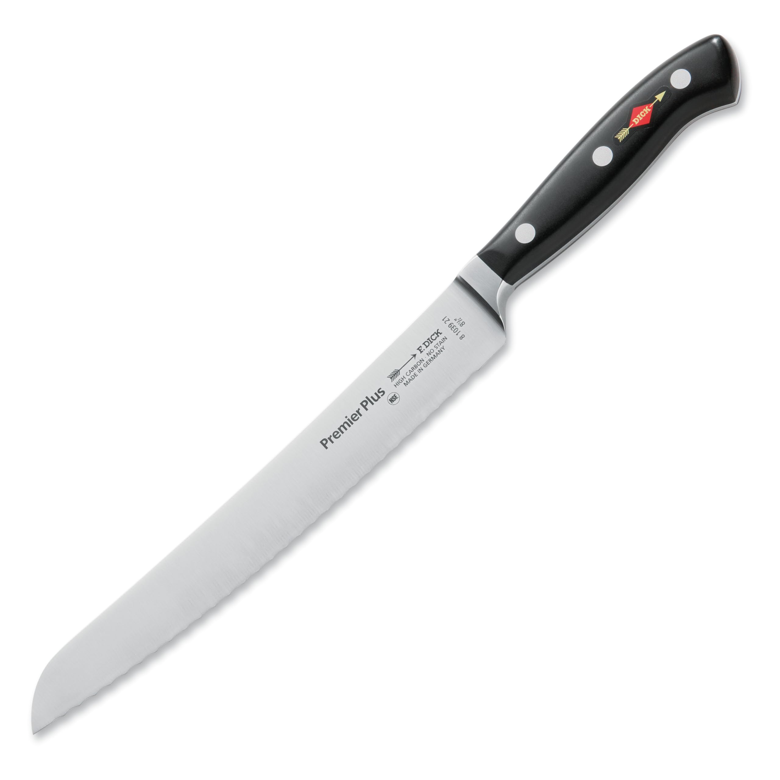 F. Dick Brotmesser, Sägemesser, Premier Plus (Messer mit Klinge 21 cm, X50CrMoV15 Stahl, nichtrostend, 56° HRC) 81039212, Schwarz