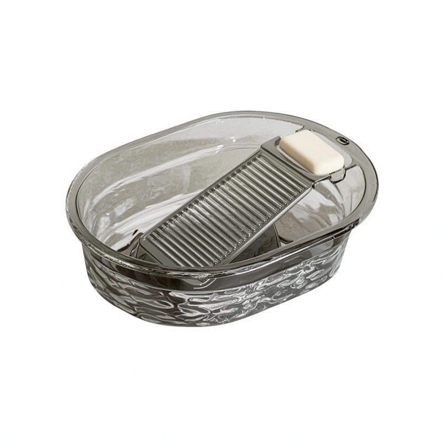 Thickened ABS Deep Laundry Basin Anti-Slip Washboard Basin Ribbed, Gray, L with Washboard-Box-image-4